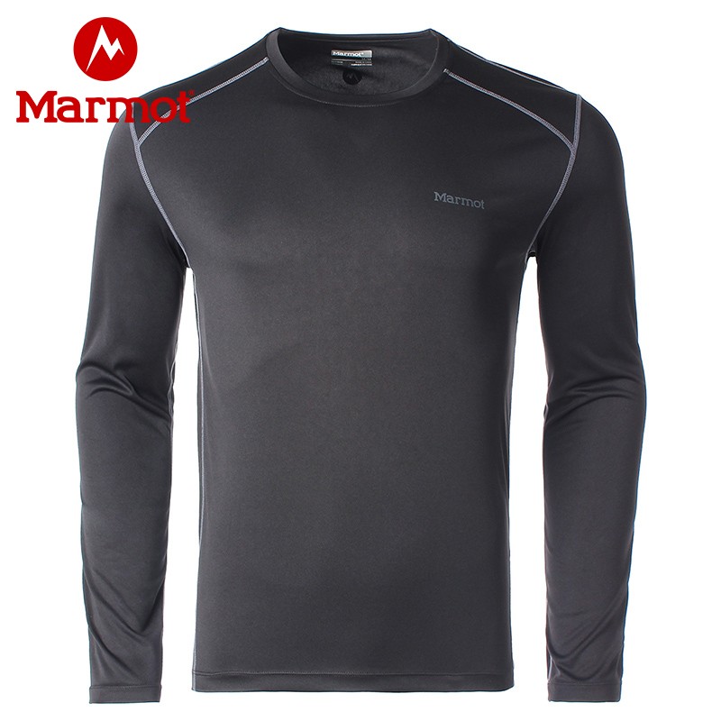 专享-Marmot土拨鼠户外运动弹力超轻透气男士纯色长袖速干T恤