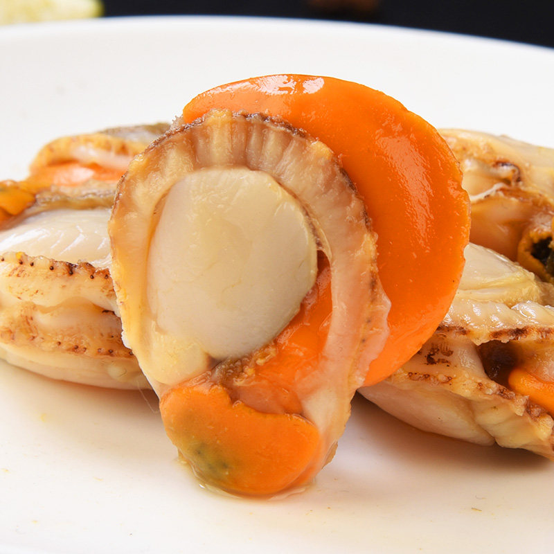 冷冻青岛粉丝蒜蓉现剥袋装超大特大带黄新鲜扇贝