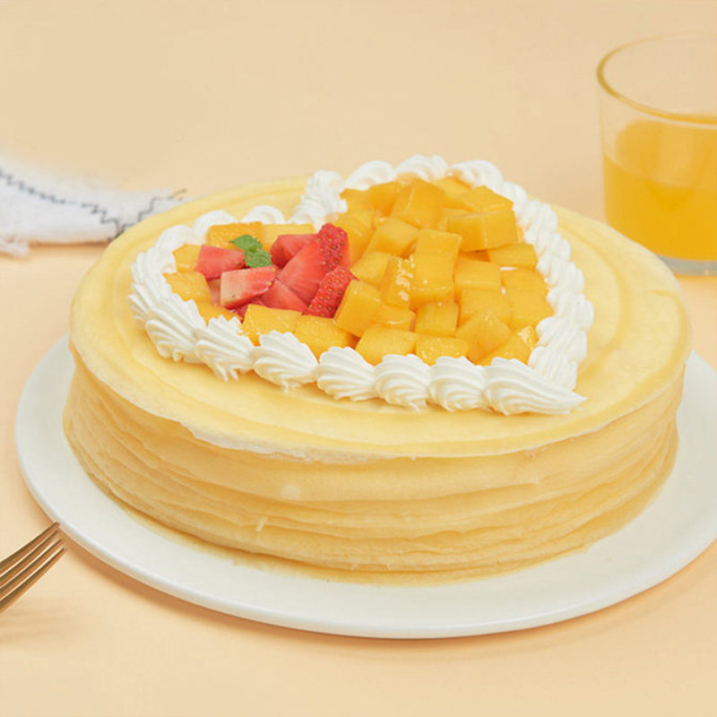 千层蛋糕经典榴芒桃心装饰榴莲芒果成都同城新鲜蛋糕