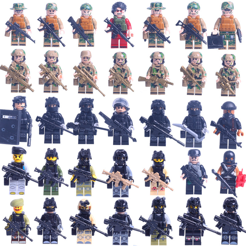 乐高拼装积木军事小人仔二战部队士兵人八路军日军男孩子玩具
