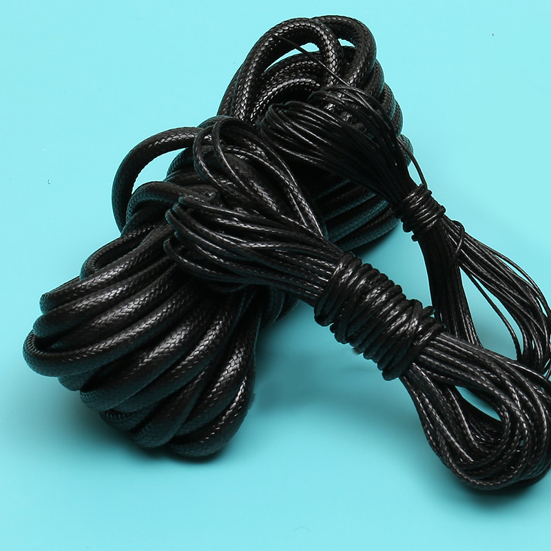 黑色泰国油蜡绳圆手工皮密蜡绳子编制首饰吊坠用扁绳子绑 diy材料
