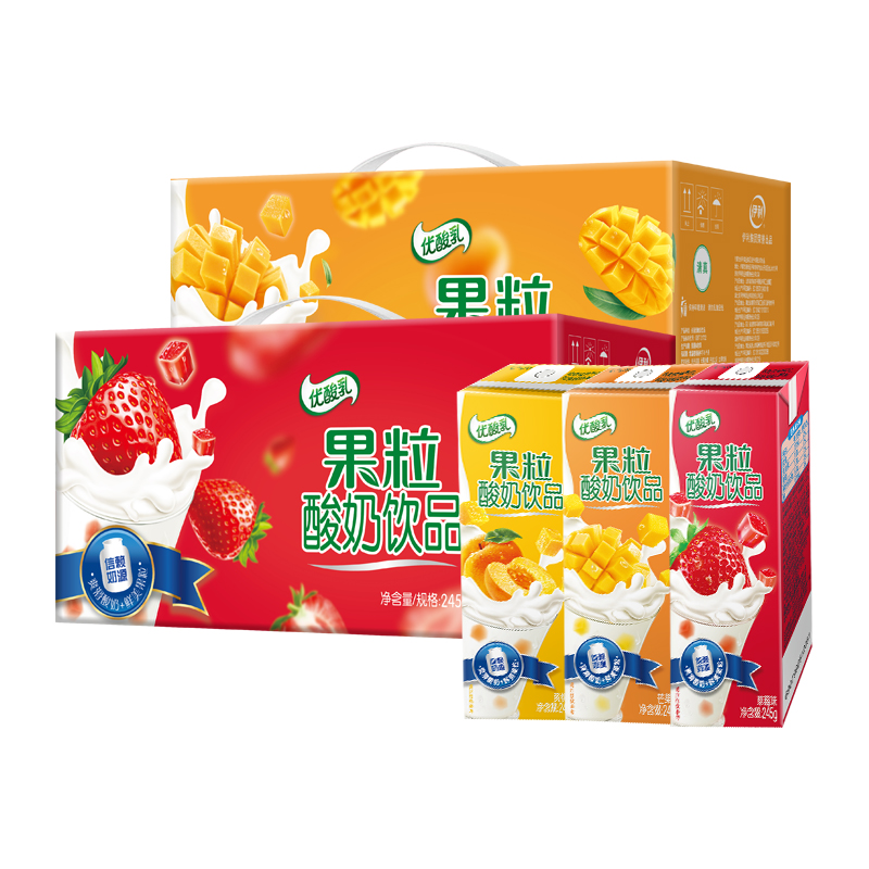 草莓伊利利优酸乳果粒风味官方盒装年货牛奶含乳饮料