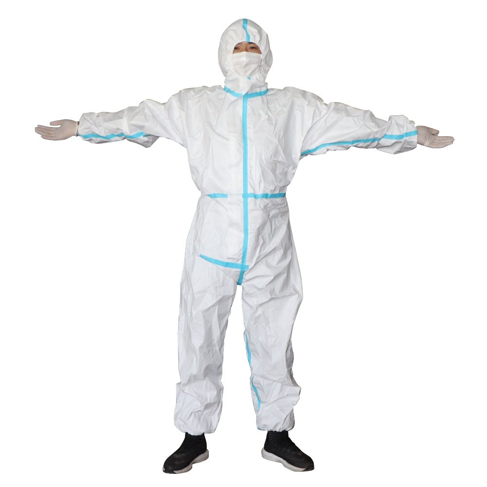 隔离防护服连体全身一次性覆膜无纺布防护衣分体带帽防护服