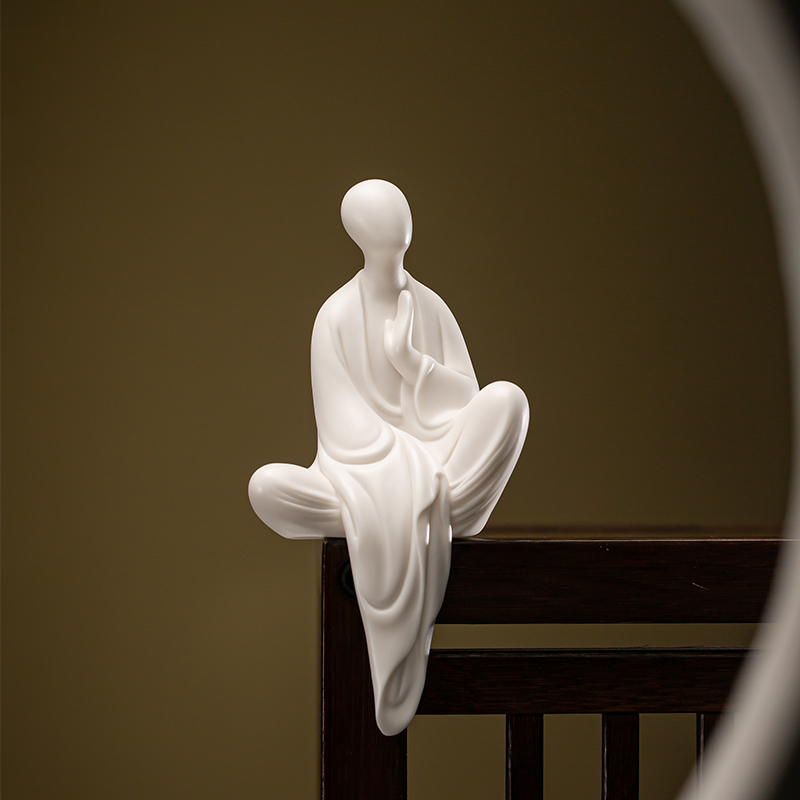 晟初白瓷中式式禅意摆件佛系陶瓷无相人物家居摆件