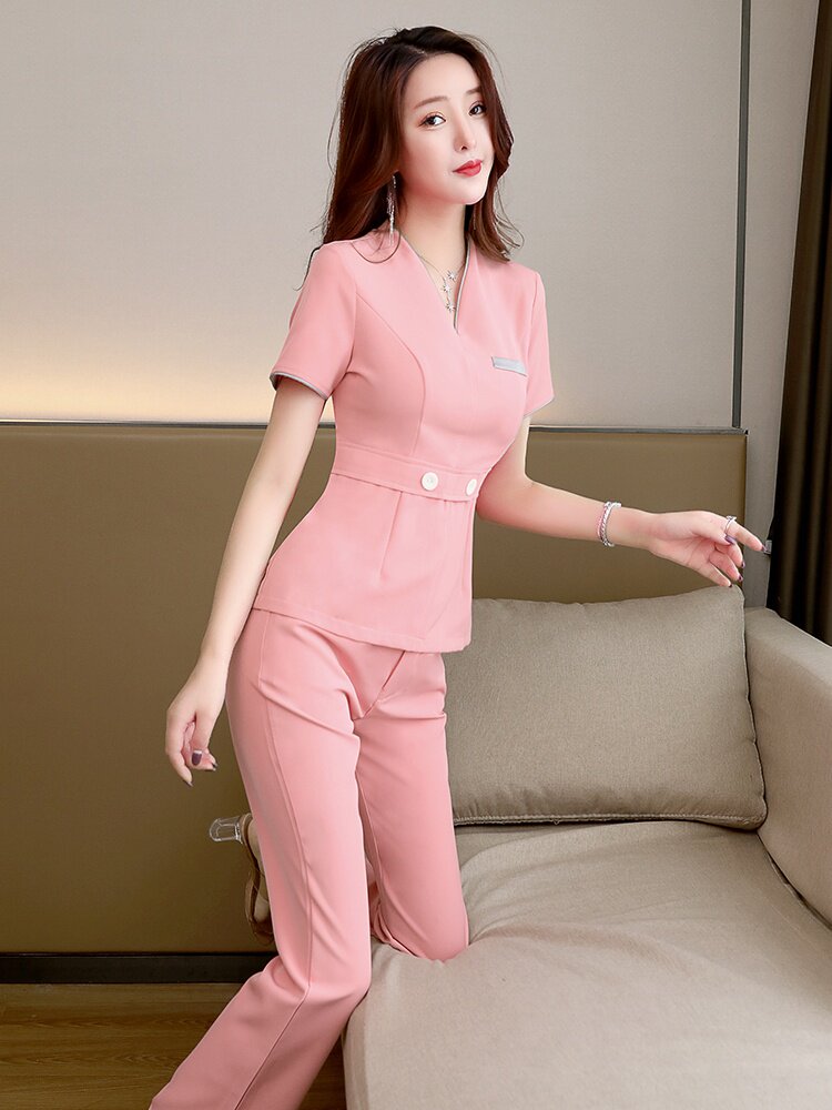 2020新款养生会所美容院美容师足浴技师工作服酒店酒店工作制服