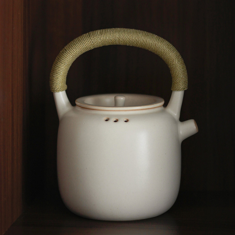 茶壶陶瓷景德镇手工白泥壶烧水壶提梁功夫功夫茶茶道茶壶