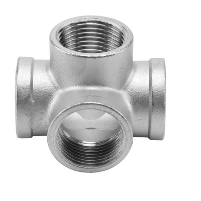 304不锈钢内丝五通dn15立体内牙5通管件46分1寸等径水管接头配件