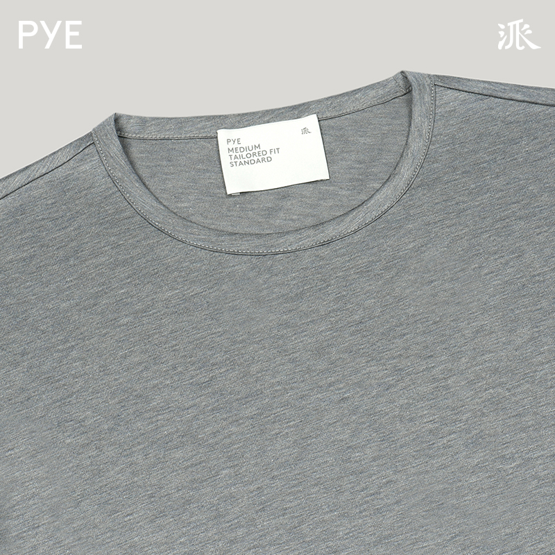 pye商场同款灰色淡蓝蓝色花灰棉丝混纺高端t恤