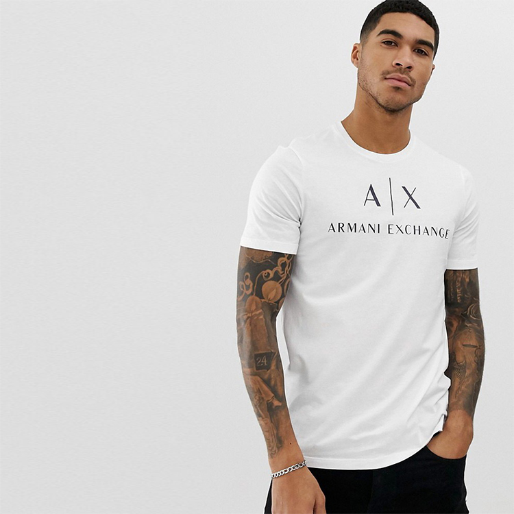 AX阿玛尼短袖T恤男夏季白色纯棉圆领体恤新款时尚休闲ea7品牌服装