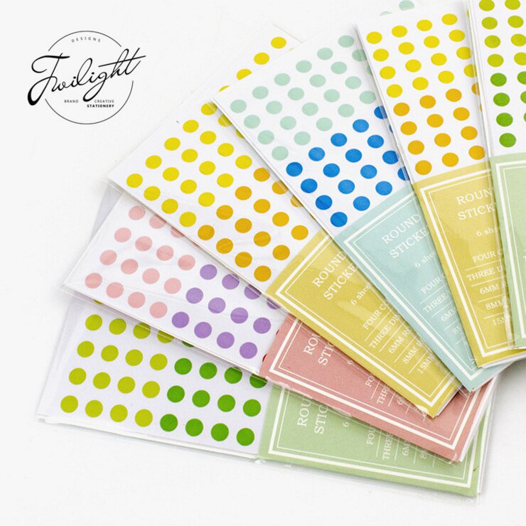 ins圆点贴纸渐变基础系列不干胶标签贴手账装饰记号彩色标记贴
