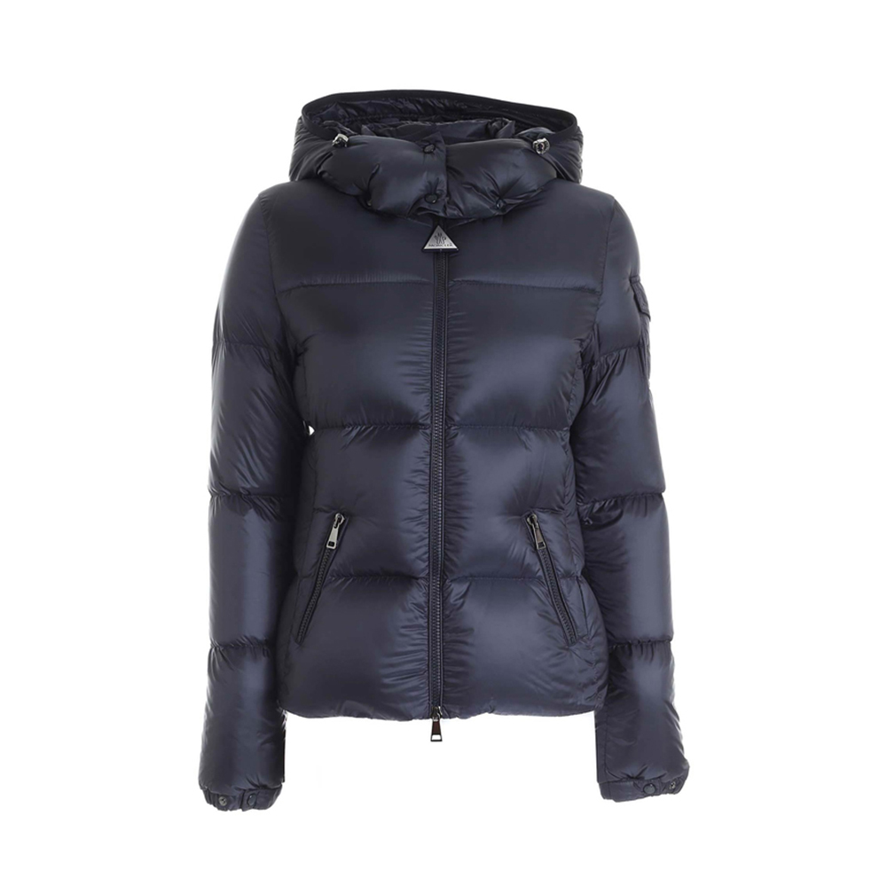 moncler盟可女士fourmi蓝色拉链开合连帽羽绒服羽绒服