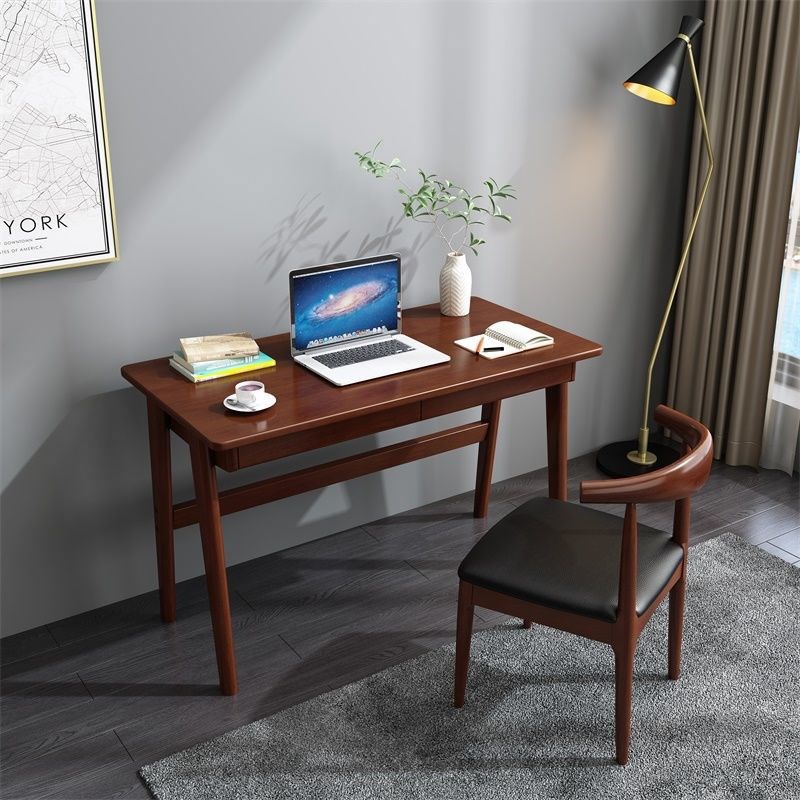 实木书桌带书架组合电脑桌家用书柜学生写字桌办公桌包享新款