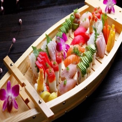 寿司船刺身船木质餐厅木船草船借箭夜场海鲜干冰盘