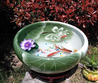 大缸创意乌龟陶瓷盆笔仿古圆形缸盆鱼缸金鱼桌面缸