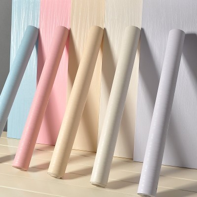 pvc自贴墙纸防水卧室温馨女孩大学生宿舍纯白色pvc墙纸