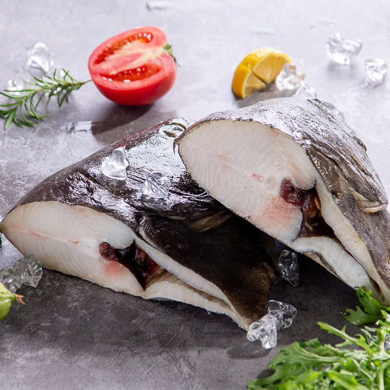 新鲜鲽鱼头大个头冷冻深海比目鱼鲜活鱼头格陵兰鲽鱼