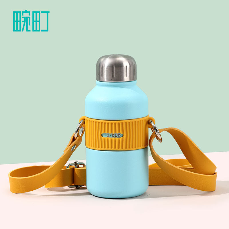 畹町背带小瓶子保温杯女高颜值小巧便携水杯创意不锈钢学生杯子男