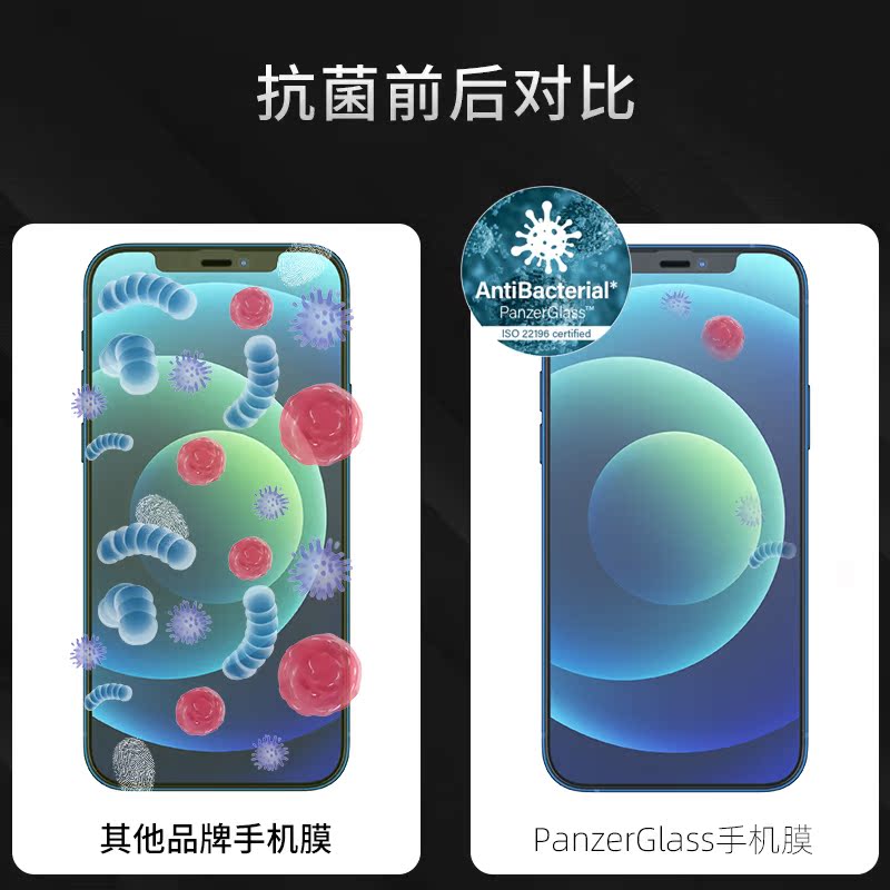 苹果panzerglass适用系列抗菌眩光钢化12pro手机手机贴手机贴膜