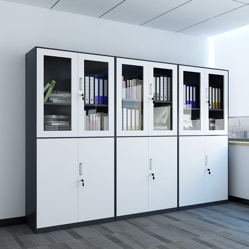 意森森亚铁皮文件柜办公窄边资料柜带钢制隔板文件柜