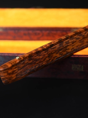 文玩工艺扇子满花蛇纹木折扇扇骨红乌宣纸苏工折工艺扇