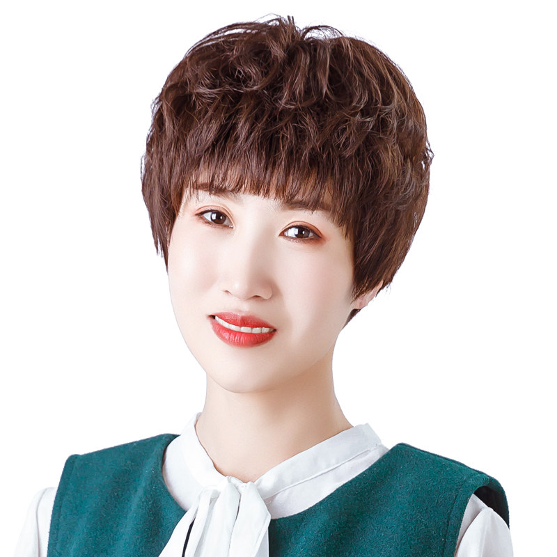 假发女短卷发中老年真人发丝全头套短发发型妈妈减龄蓬松