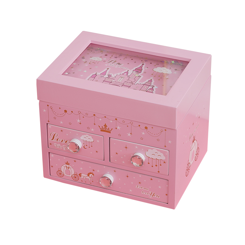 收纳儿童首饰盒led灯多抽屉盒画玩具化妆盒梳妆首饰盒