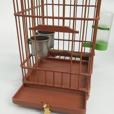蜡嘴鸟笼塑钢笼铜塑料洗澡笼养方笼防虫咬鸟笼