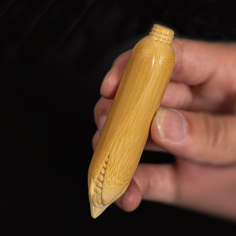 文玩实心玉米玉竹手把件高密度玉化竹子竹雕竹编