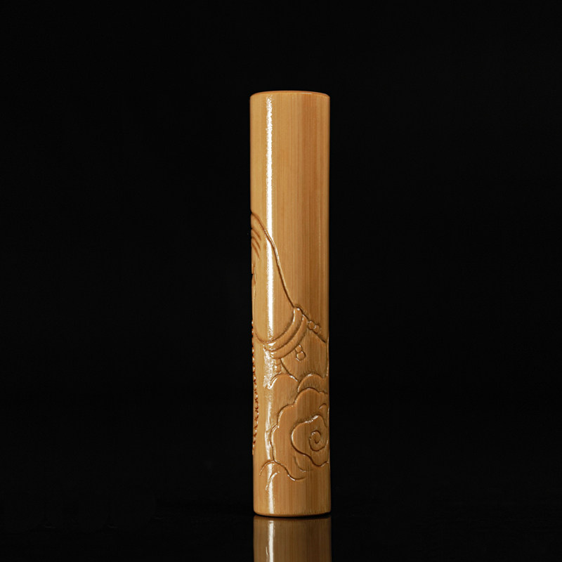 艺竹情名师精雕原材料高密度佛手念珠玉竹实心竹把件保养文玩配饰