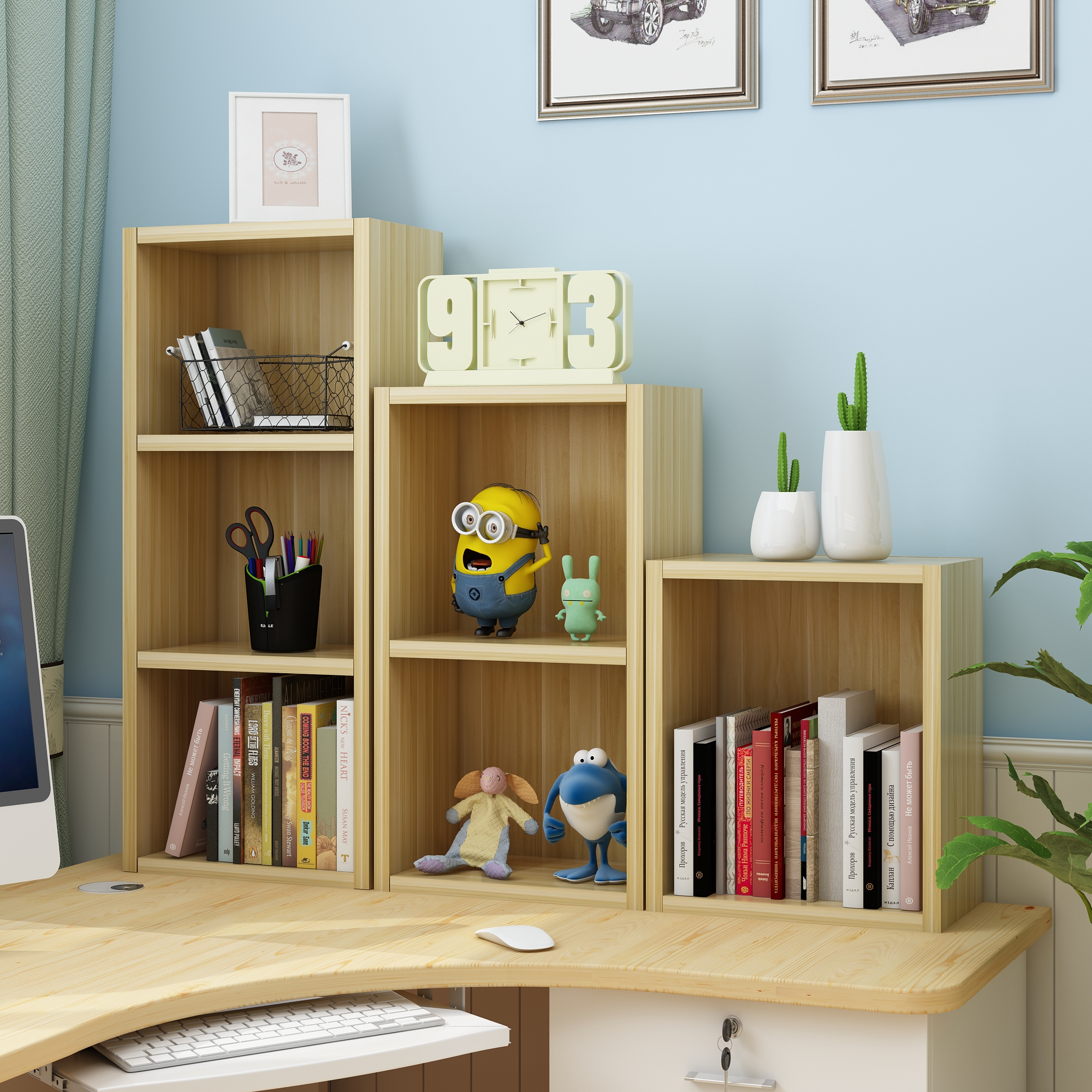 简易摆件小书桌上办公桌办公收纳宿舍书架置物架书架