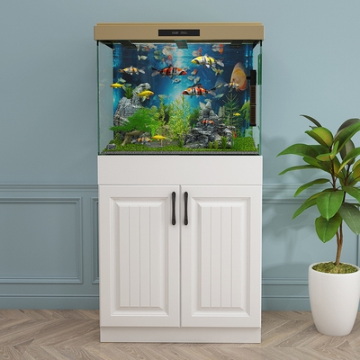 鱼缸造景龙宫办公室家居北欧地柜底柜长方形置物柜欧式实木柜子