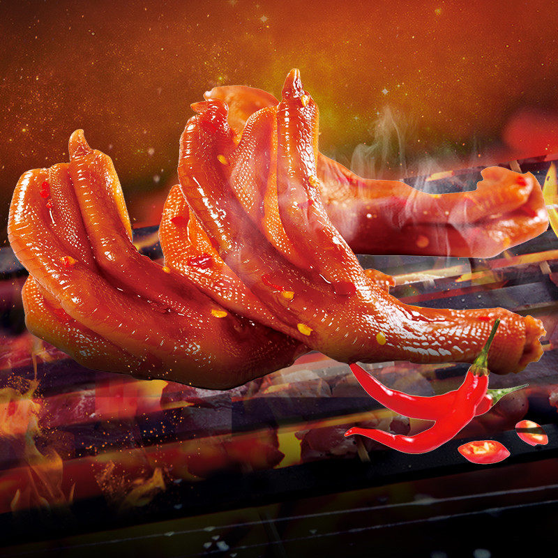 啃馋你烤鸭掌90g5袋爪子鸭脚辣味香辣熟食鸭肉零食