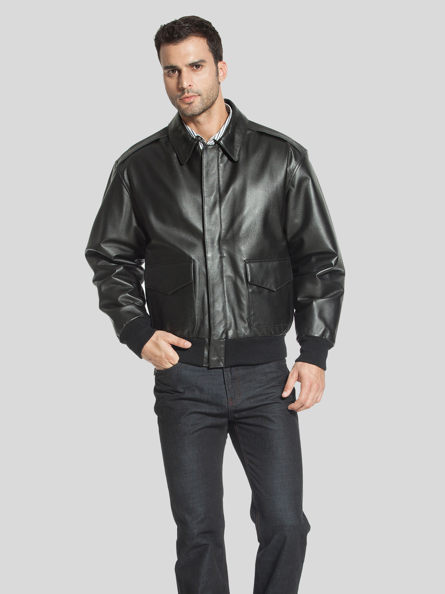 luxurylane男士皮衣二战经典a2真皮飞行夹克皮衣