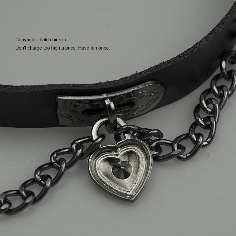 爱心项链黑色朋克jk不良暗黑锁骨脖子饰品项链