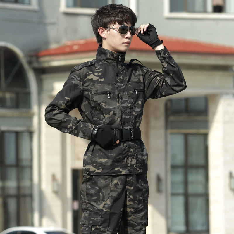 新式暗夜迷彩服套装男春秋耐磨升级网格迷彩服装户外训练军迷服女