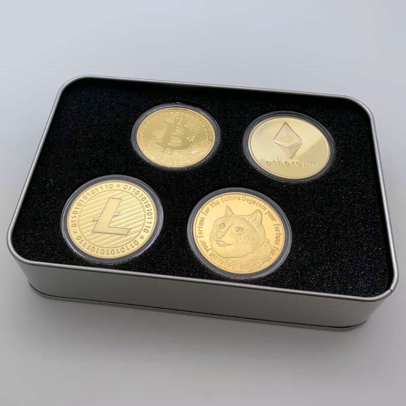 6枚美国实物纪念章摆件以太狗狗工艺镀金硬币摆件