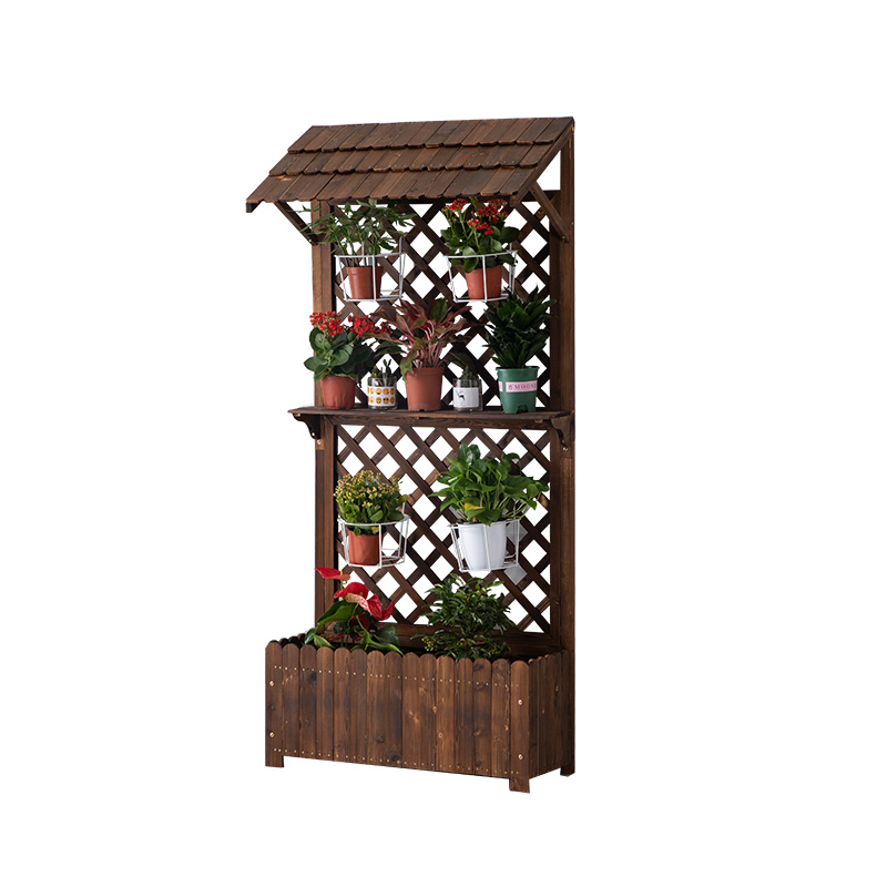 户外实木花架园艺置物架大型篱笆防腐木花盆架花架