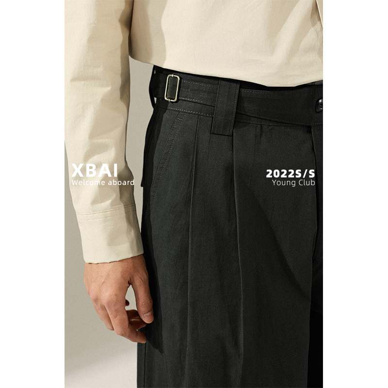XBAI-昕白 那不勒斯西装裤男休闲阔腿裤子日系宽松长裤直筒夏季款
