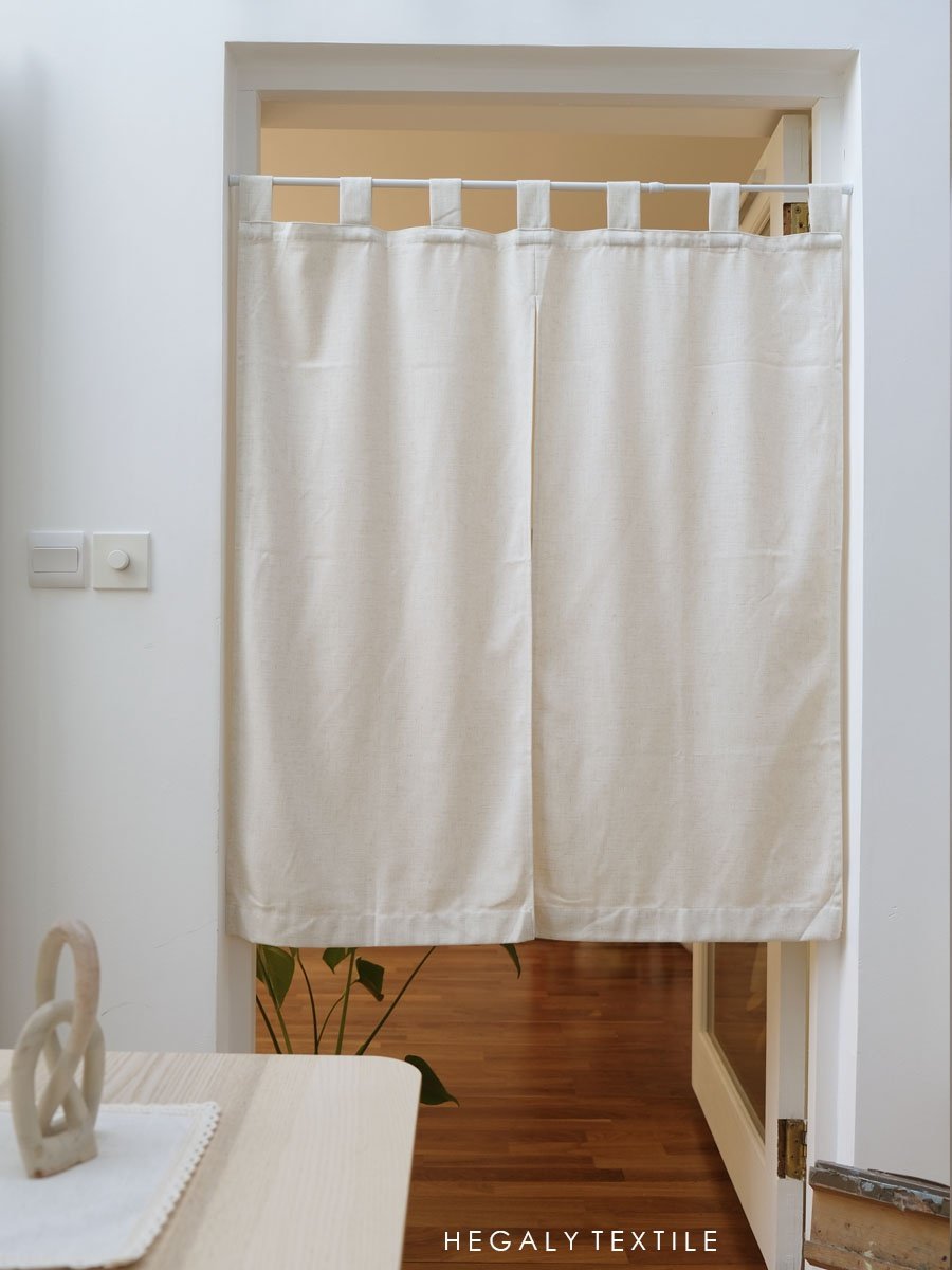 hegaly分片吊带款软门帘日式亚麻米色半帘隔断门帘