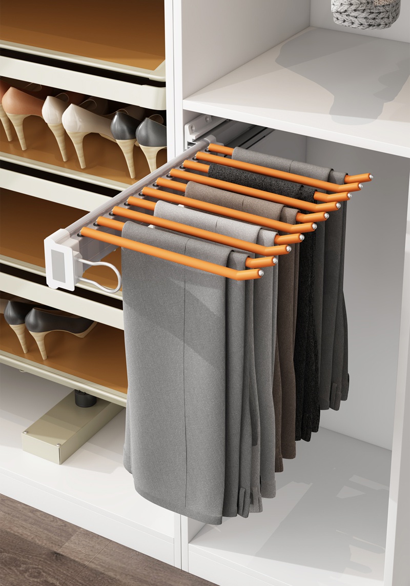 裤架子内多式拉抽衣抽挂功五伸阻用拉柜缩柜家裤尼能推金