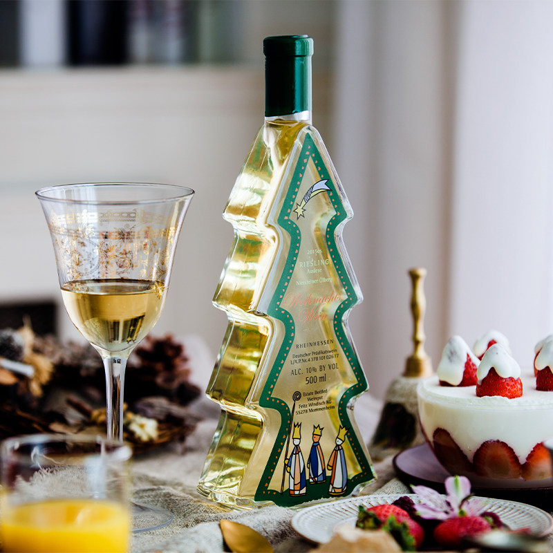 德国圣诞白葡萄酒司令雷司令原版圣诞树精选干白静态葡萄酒