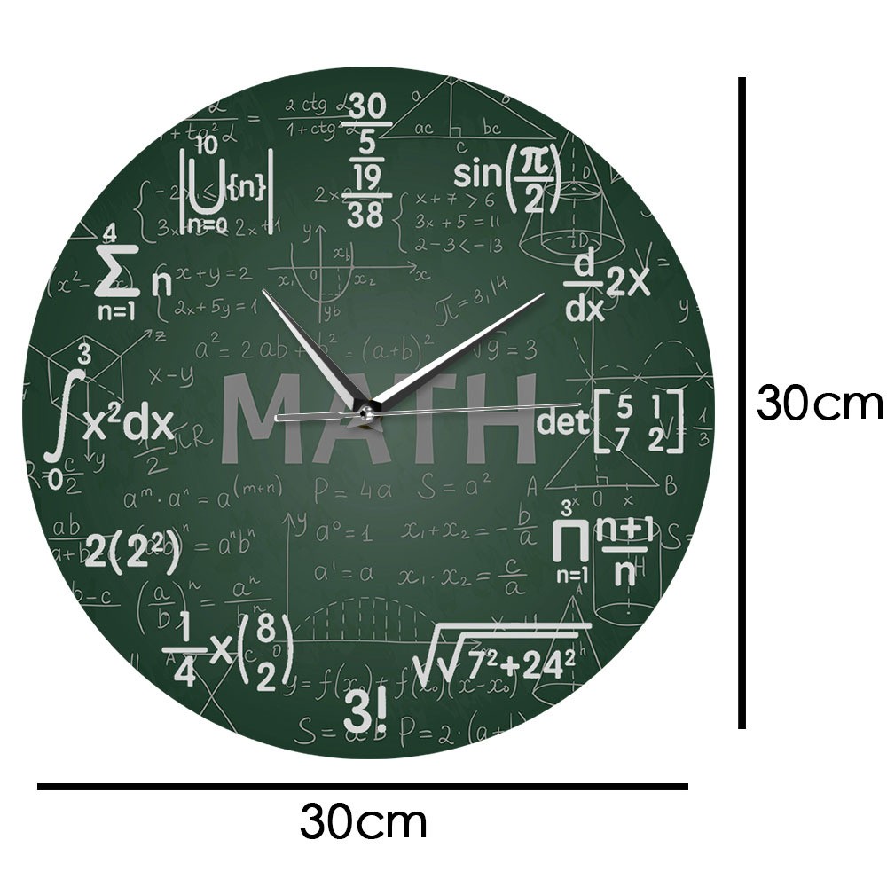 挂钟绿色数学符号数字学校课堂墙壁银针时钟挂钟