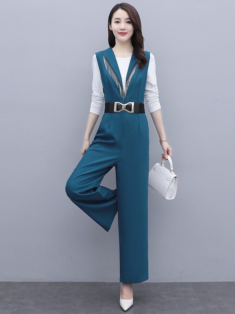 气质显瘦连衣裤女连体春秋2020年新款女装休闲高端名媛高腰连身衣