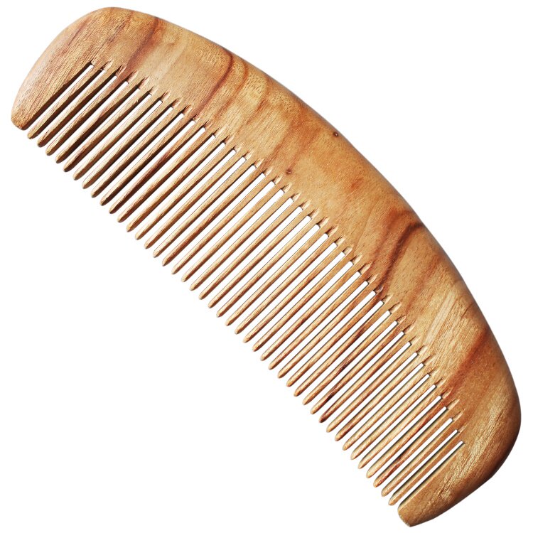 梳子新品天然实木木香樟木半月复古无柄半圆梳子