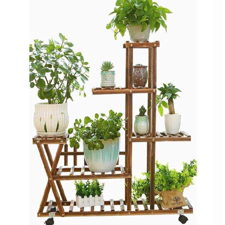 办公桌花盆盆架木制花架子多层室内多肉可爱室外花架