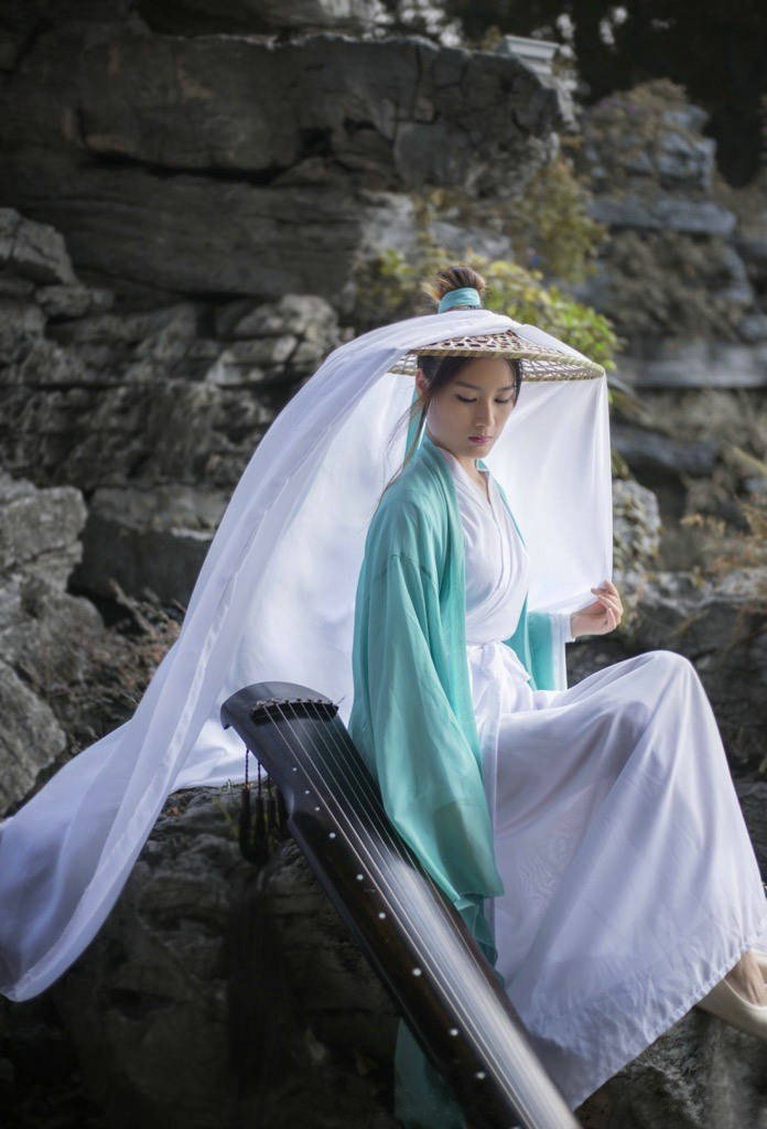 帽子头纱斗笠面纱侠女摄影道具古风武侠遮容竹编