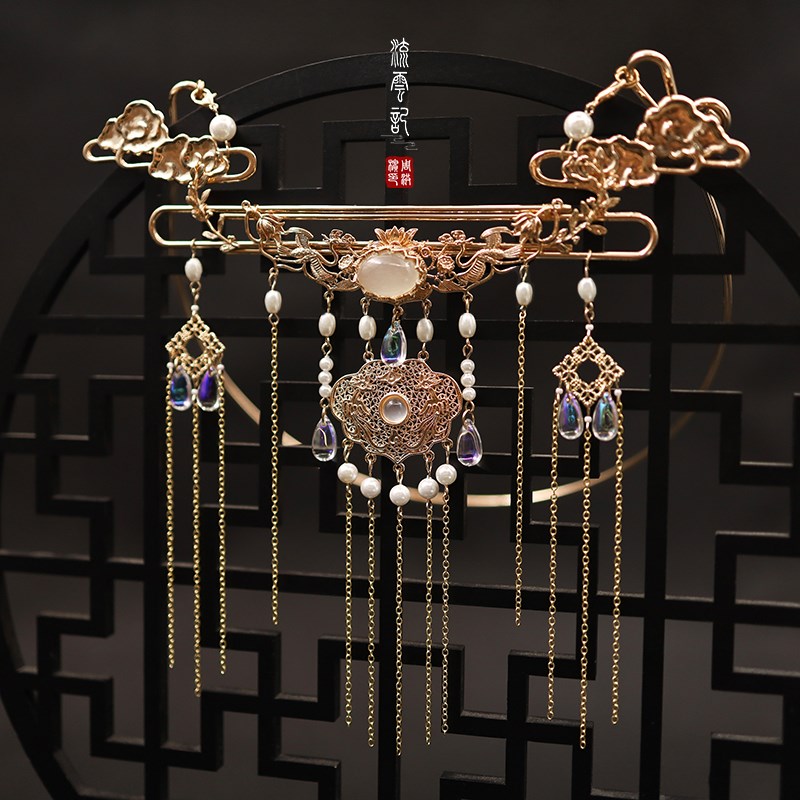 流云项圈玛瑙珍珠铜保色项链古典古风璎珞云记项链