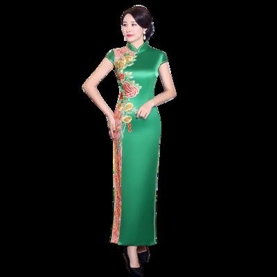 高档走秀旗袍2020新品春舞台演出服长款表演中老年妈妈改良礼仪迎