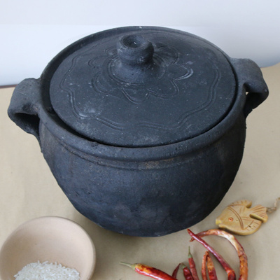 高档祥云砂锅家用黑陶炖锅明火耐高温老式汤煲砂锅