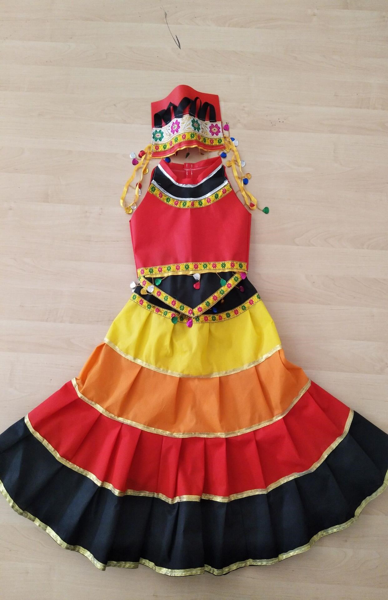 环保儿童少数民族服装手工手工制制作幼儿园彝族佤族儿童演出服